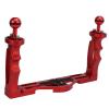 Tbest Dual Handle Tray Stabilizer Rig Professional Underwater DSLR Camera Housing Adjustable Aluminum Alloy Bracket for Cameras Diving Photography Red 665g view 3