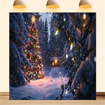 10X8ft Fabric Christmas Backdrop Winter Forest Holiday-Event Snowy Program Featuring North Pole Vinyl Background Kids-Party Wonderland Landscape Kids Holiday Photo Props