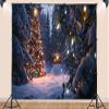 10X8ft Fabric Christmas Backdrop Winter Forest Holiday-Event Snowy Program Featuring North Pole Vinyl Background Kids-Party Wonderland Landscape Kids Holiday Photo Props view 3
