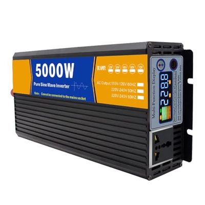 2500W Pure Sine Wave Inverter (5000W Peak) - DC 12V/24V/48V/60V/72V to AC 110V/230V Converter, Silent Operation, LCD Display & Socket, Ideal for Camping & Home Use