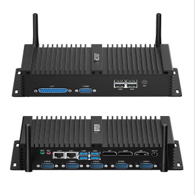 JOVCOR Fanless Industrial PC, Mini Desktop PC i7-8550U, 8GB RAM 128GB SSD, 4K Triple Display, HD EDP DP, for Industry, Office Digital Advertising