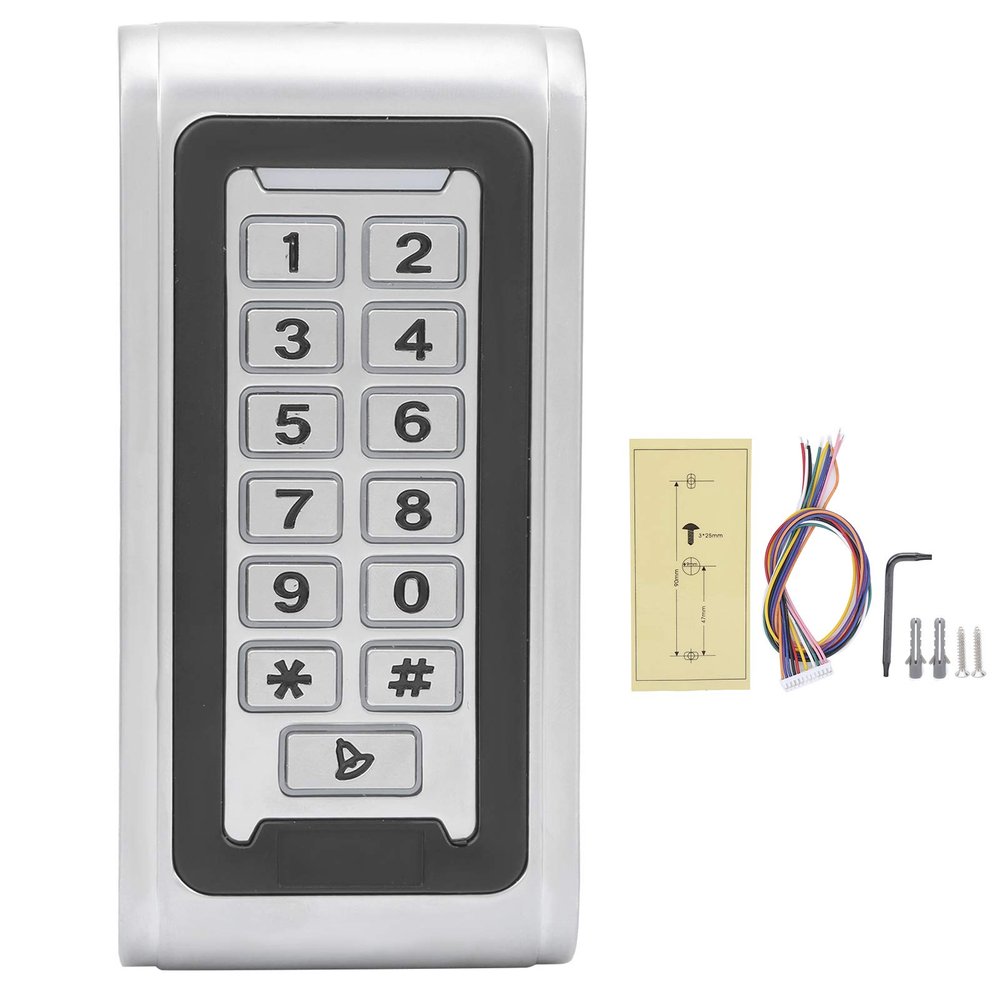 125KHz RFID Access Control Keypad, Keypad Access Control Machine with Backlit Keyboard, Card Door Access Control for Wiegand 26, Support ID Card and Password, Metal Housing for Dur