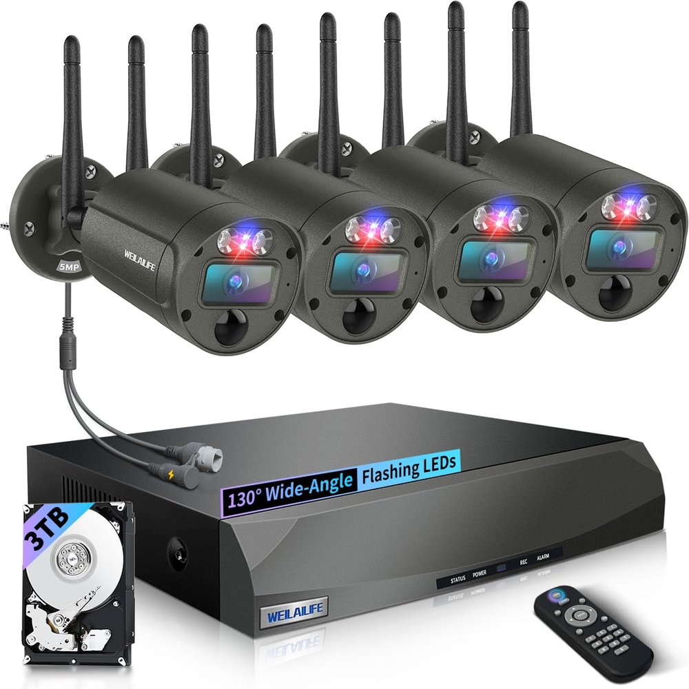 2-Way Audio & 90 Days Storage Wireless Security Camera System, Wireless Cameras for Home Security, Outdoor WiFi Video Surveillance Systems