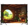 5x7ft Photography Backdrop Cozy Rustic Living Room Fireplace Scenic View Photo Backdrop Photography Background for Photoshoot Portrait Video Party Photo Studio Prop Booth view 1