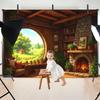 5x7ft Photography Backdrop Cozy Rustic Living Room Fireplace Scenic View Photo Backdrop Photography Background for Photoshoot Portrait Video Party Photo Studio Prop Booth view 3