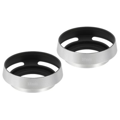PATIKIL 2 Pcs 37mm Lens Hood, Universal Metal Hollow Curved Screw-in Vented Lens Hoods for Fujifilm for Pentax, Silver