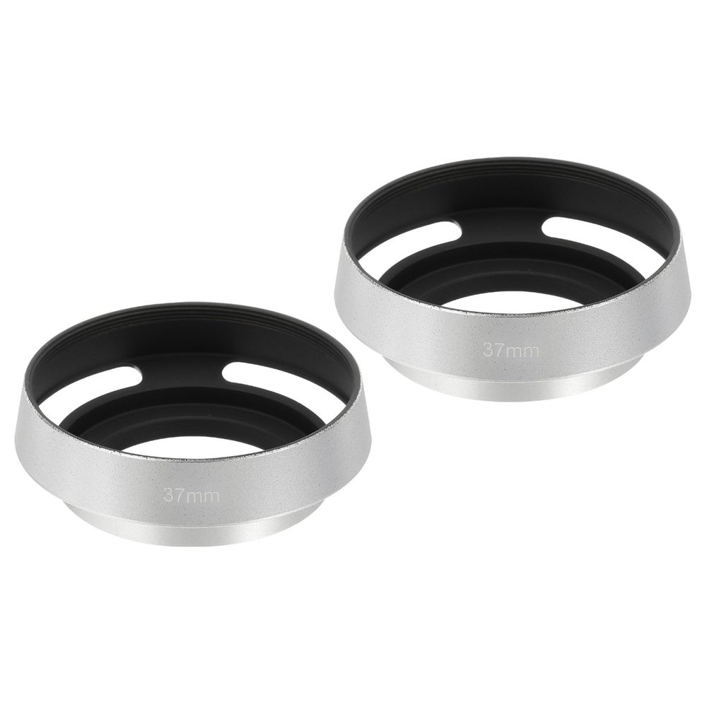 PATIKIL 2 Pcs 37mm Lens Hood, Universal Metal Hollow Curved Screw-in Vented Lens Hoods for Fujifilm for Pentax, Silver