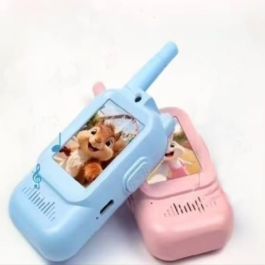 Mini Video Walkie-Talkie for Boys and Girls Aged 3 to 10 2-Piece Rechargeable Set with 1640-Foot Range Birthday Gift for Indoor/Outdoor Use (Blue+ Red)