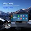10.26" Wireless Portable Car Play Screen for CarPlay & Android Auto, 4K Backup Camera, Mirror Link, 5.0 Bluetooth, Voice Control, GPS Navigation, FM, Airplay, DVR for Cars Trucks Van view 4