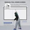 60-84 Inch 16:9 Manual Pull Down Projector Screen Self Locking Matte White Fabric Fiber Glass Movie for Home Theater view 4