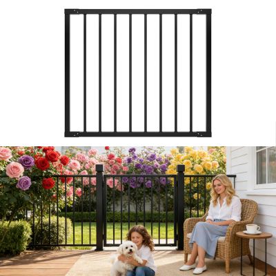 Deck Fence Gate Outdoor 36" Hx48 W Heavy Duty Steel Anti-Rust Door with Customizable Width, Metal Gate for Residential, Yard, Patio(No Hinge)