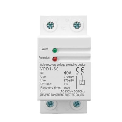 1 pcs 40A 230V Din Rail Recovery Reconnect Over Voltage and Under Voltage Protective Device Protection Relay(40A)