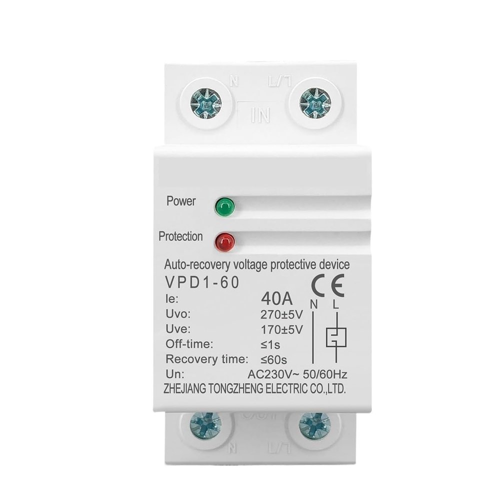 1 pcs 40A 230V Din Rail Recovery Reconnect Over Voltage and Under Voltage Protective Device Protection Relay(40A)