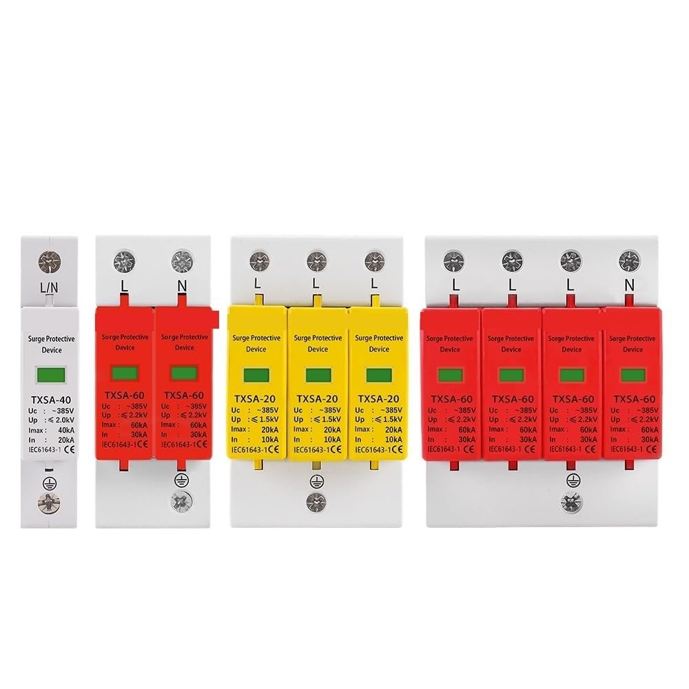 AC SPD 1P 2P 3P 4P 20KA 40KA 60KA 385V House Lightning Surge Protector Protective Low-Voltage Arrester Device 10KA 30KA(1P,10-20KA)