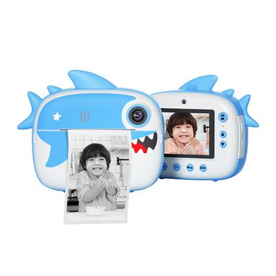 Qiilu Ultra high Definition Kids Camera, 12MP Instant Camera 1080P Print Camera, 2.4 Inch IPS Screen 16X Digital Zoom with 3 Rolls Printing Paper 32GB Memory Card, for Children (Blue)