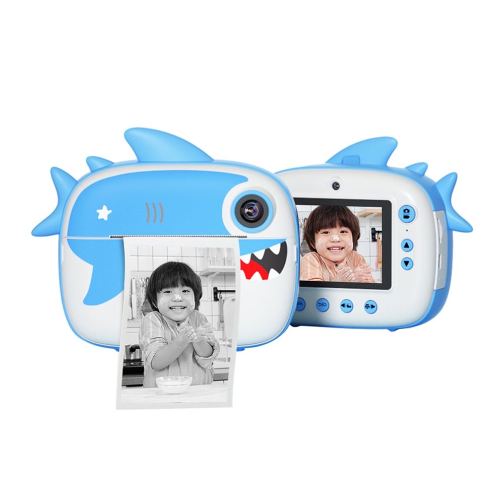 Qiilu Ultra high Definition Kids Camera, 12MP Instant Camera 1080P Print Camera, 2.4 Inch IPS Screen 16X Digital Zoom with 3 Rolls Printing Paper 32GB Memory Card, for Children (Blue)