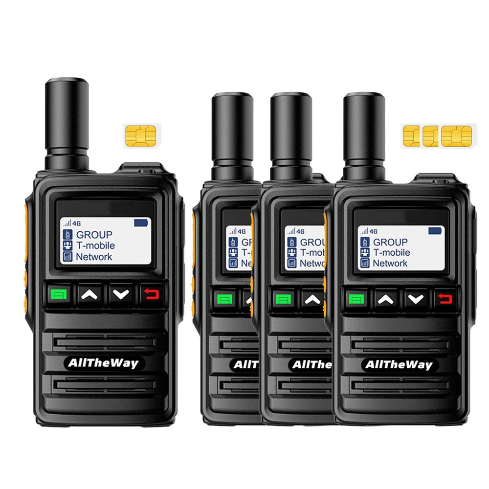 Lifetime Free Global Rapid Walkie Talkies Unlimited Range Nationwide 4G PoC Radio Long Distance Two Way Radio for Family, Logistic Company and Work Team(4 Pack with SIM Cards)