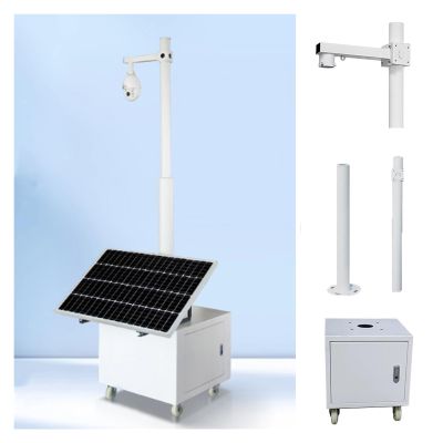 Universal Security Camera Pole with 4 Casters, 7.5 9 11 13 14.8ft Splicing Surveillance Cameras Holder Column, All-Weather CCTV Poles Easy Assemble(Light Coffee,230cm/7.5ft(Pole H+Box H))