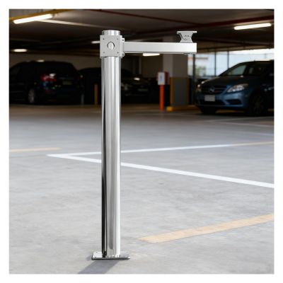 Garage Security Camera Pole 201 Stainless Steel, 3.3 4.9ft All-Weather Surveillance Post Stand for Gun Cameras, Tube Dia 3in, Universal CCTV Pole(4 9/10 ft(150cm))