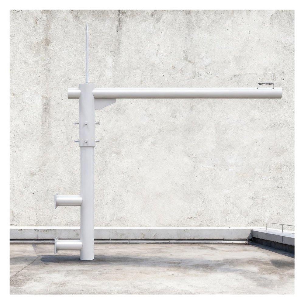 Wall-Mount Surveillance Post Stand 39 47 59in, 360 Gun Security Camera Pole Outdoor for Shop Entrances/Building Corridors/Parking Lot Entrance(ligjt Grey,4 9/10 ft(150cm))