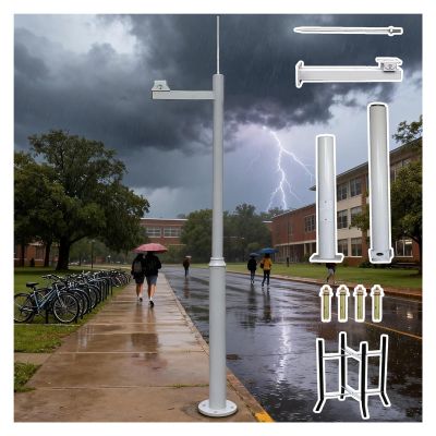 Assembled Security Camera Pole Weatherproof & Removable, 2-3 Sections Splicing Type Surveillance Stand Post Rod with Screws & Ground Cage, 6.6-19.7ft(B,9 4/5 ft (3.0 m))