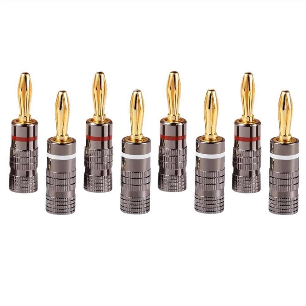 10/20/50pcs 4mm Banana Plugs Gold Plated Copper Audio Speaker Amplifier Cable Wire Pin Screw Type Banana Connectors(10 red and 10 Black)