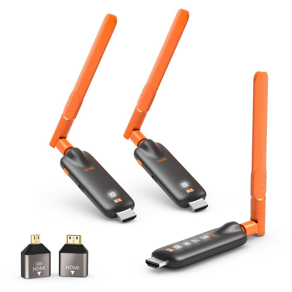 Wireless HDMI Transmitter and 2 Receivers, Gechtech 656FT/200M Long Range, 5.8G, 4K Decode 1080P HD Output, Stable HDMI Extender for PC Laptop Camera Cable Box to Multiple TVs Monitors Projectors