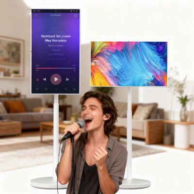 ddingsmafosee All-in-One Mobile TV Touchscreen Display 24/27/32-inch, Portable Intelligent Monitor with 360 Rotation Stand, FHD IPS Scree,7800mAh for Home Office and Business Use 24in8+128g