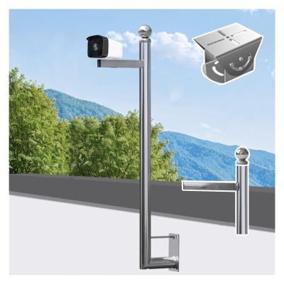Stainless Steel Wall-Mount Solar Panels/Camera Mounting Bracket Pole, 50-200cm Extra-Long Universal Surveillance Post Stand, Pole for Security Camera(B,1m(39 2/5 in))