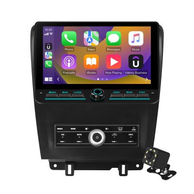 2+64G Android 14 Double Din Car Stereo with Buttons for Ford Mustang 2010-2014 with 10.1 Inch Touchscreen Radio Built-in Wireless Carplay/Android Auto/GPS/Bluetooth/FM/AUX-in/SWC/Backup Camera