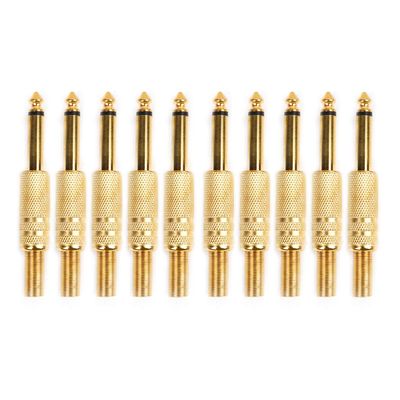 APGLSXY 10 Pcs Gold Plated 6.35mm Male 1/4 Mono Jack Plug o Connector Soldering