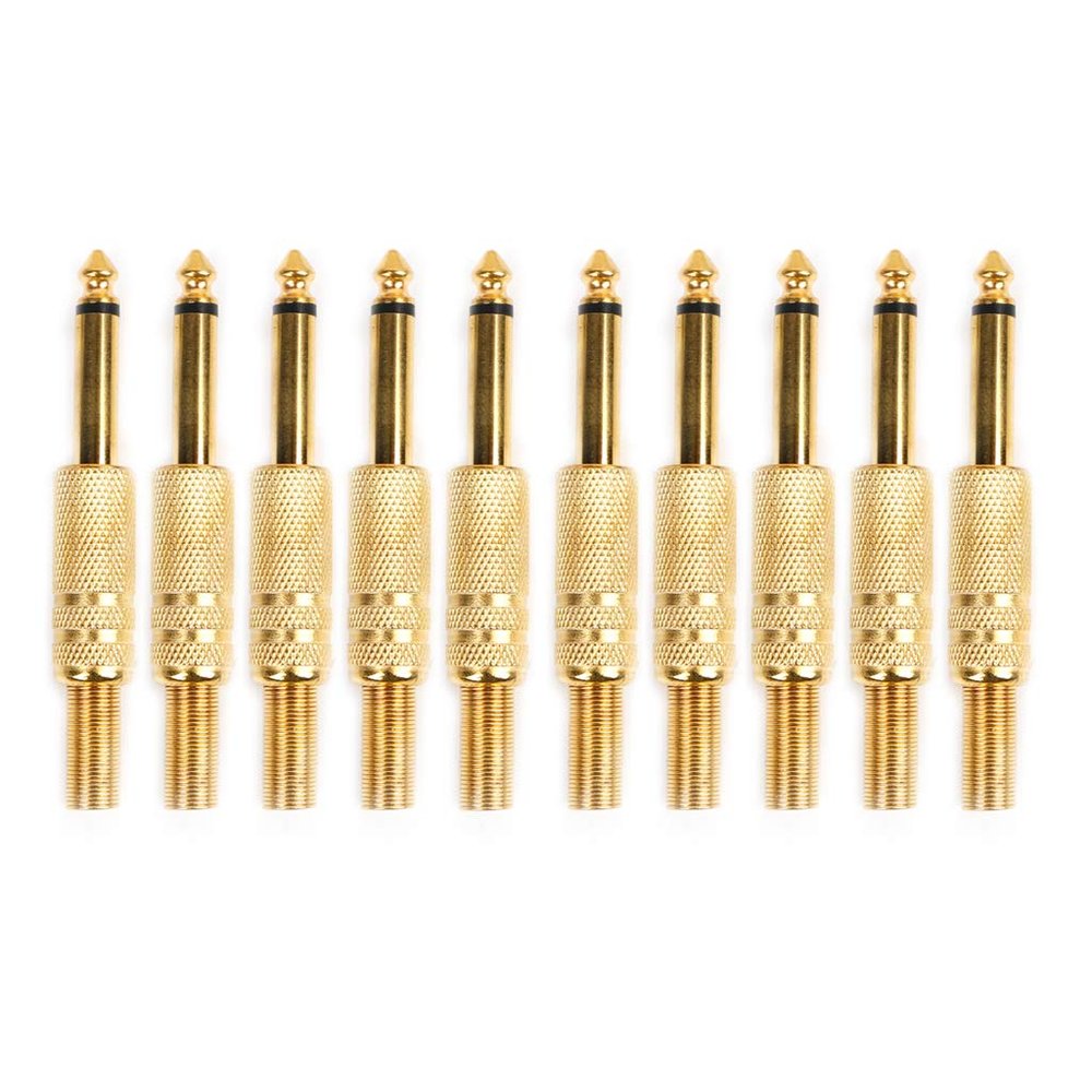 APGLSXY 10 Pcs Gold Plated 6.35mm Male 1/4 Mono Jack Plug o Connector Soldering