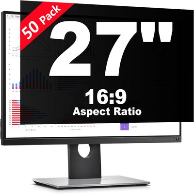 50 Pack 27 Inch Privacy Screen Filter for 16:9 Widescreen Monitor - Anti Glare Blue Light Blocking, Eye Protection Anti-Scratch Removable Protector