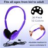 Yunsailing 30 Pack Bulk Over Ear Headphones Set On Ear Headsets Earphones with Adjustable Headband and 3.5mm Plug for Group Learning, Computer Lab, Library, Online Lesson (Purple) view 2