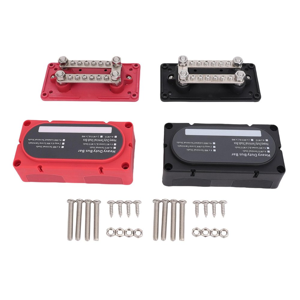 2 Pcs Bus Bar 12 Screws Terminal Power Distribution Block M8 Studs 48V 150A Marine RV Yacht