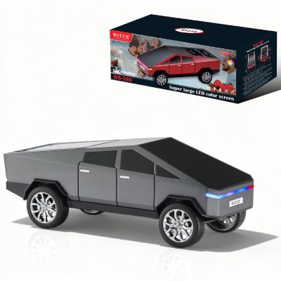 Futuristic Truck Bluetooth Replica Speaker with LED Display Screen Portable Future-Style Audio with TWS Link, FM Radio, LED Lighting and Built-in Mic, For Every Technology and Truck Lover (Gray)
