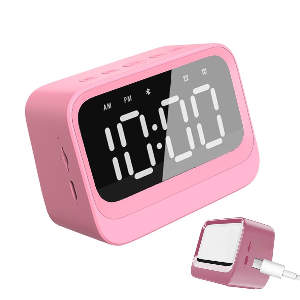 Portable Audio System - LED Desk Clock, Wireless Sound, Alarm Setting, Clear Music Playback, Small Digital Screen Display Gadget | for Office Dormitory Study Room Outdoors