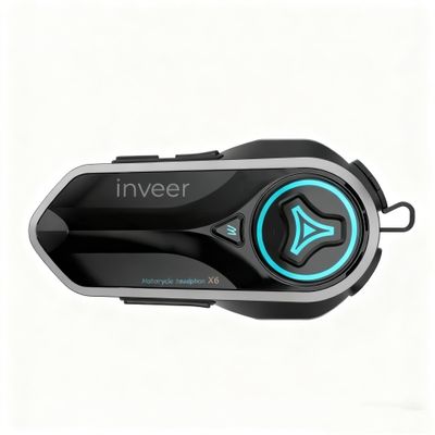 inveer Motorcycle Helmet Headset with Multi-Intercom Function for over10 Riders, withNoise Reduction and HiFi Speaker, Special Rugged Slim and IP67 Water-Proof Design