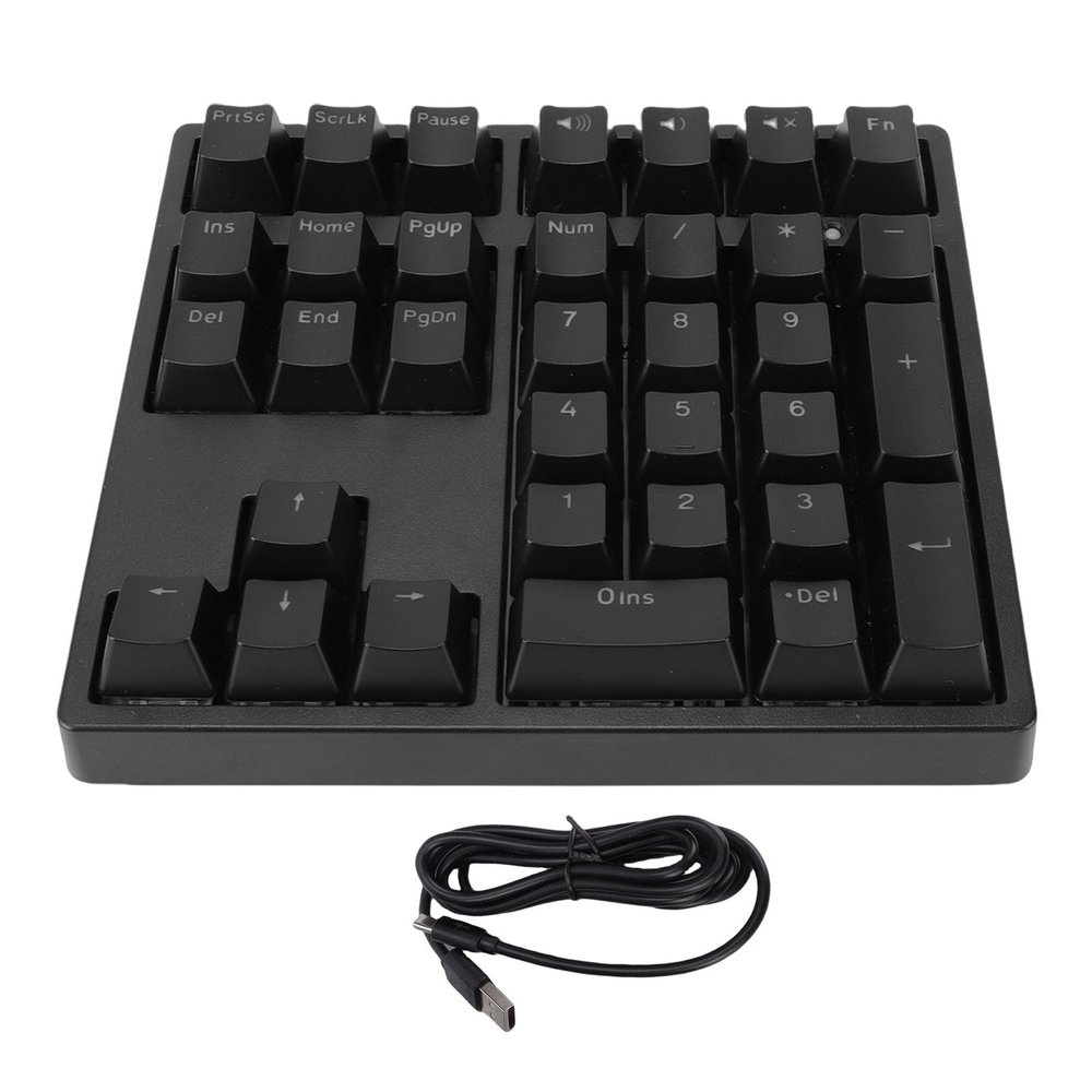 ciciglow Mechanical Number Pad, 34 Keys USB Wired Numeric Keypad with RGB Backlit Blue Switch, Adjustable Feet for Laptop Desktop PC (Black)