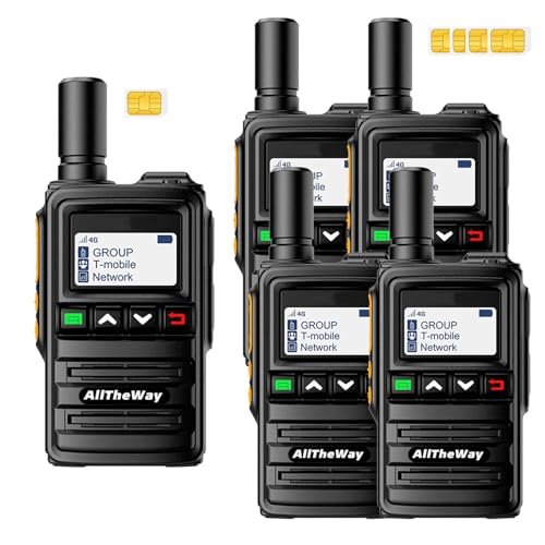 Lifetime Free Global Rapid Walkie Talkies Unlimited Range Nationwide 4G PoC Radio Long Distance Two Way Radio for Family, Logistic Company and Work Team(5 Pack with SIM Cards)