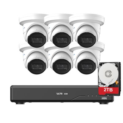 LTS 8ch IP Kit LXN8208D-P8 with 2TB HDD + LXIP1142W-28MA, 8-ch PoE NVR + 4MP Turret IP Cameras (6 Cameras)