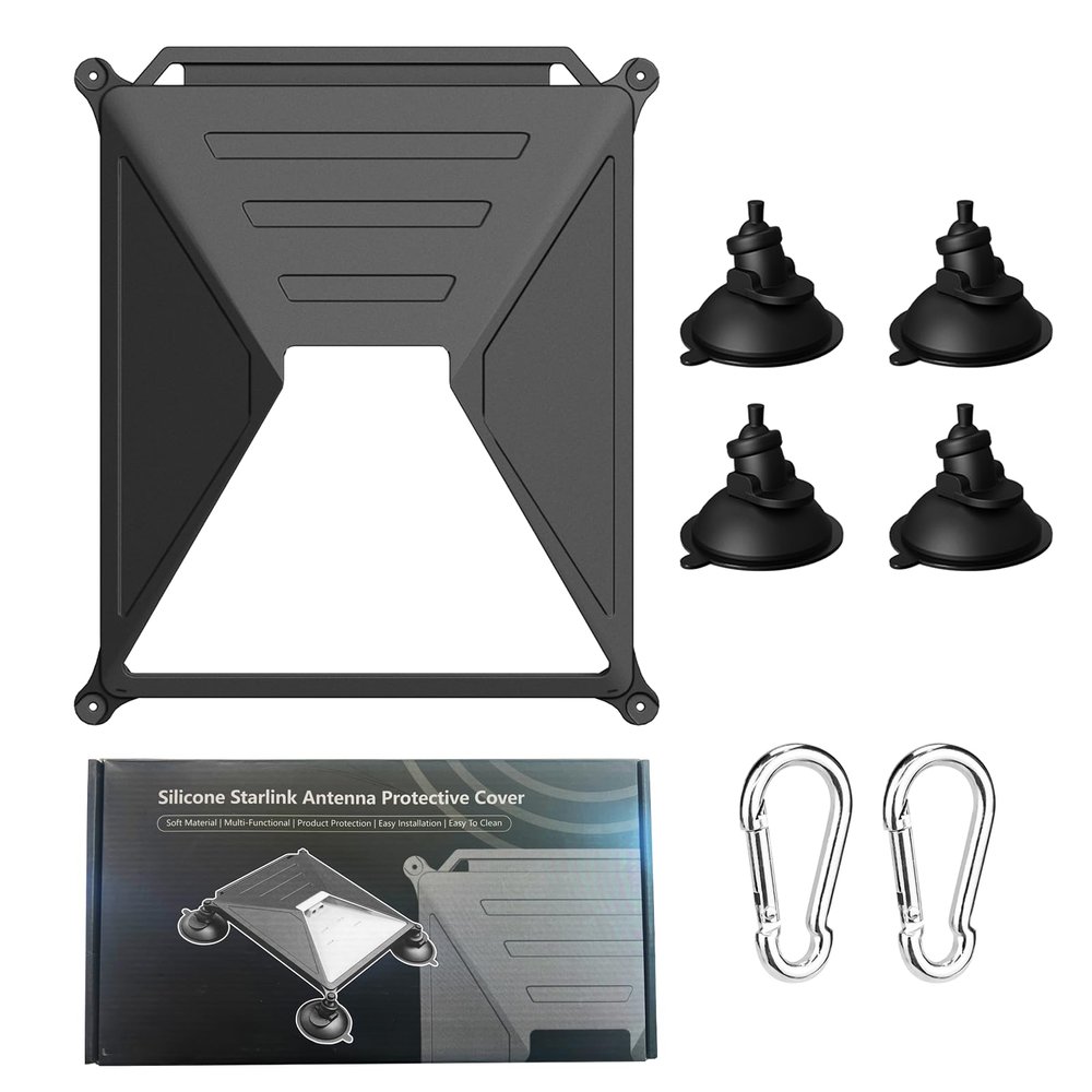 Starlink Mini Protective Case with 4-Point Suction Mount - Secure Car/RV/Boat Installation Kit for Windshield, Roof & Windows, Tool-Free Setup (Compatible with Starlink Mini Only)