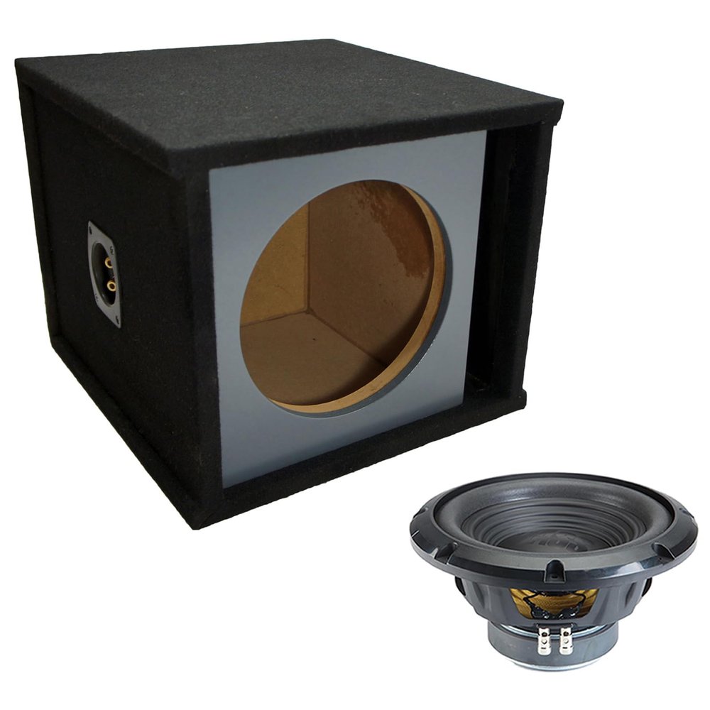 Alpine Universal Vented Paintable Single 10" W10S4 Loaded Subwoofer Stereo Sub Box Enclosure Car Audio Bundle 250W RMS 4 Ohm