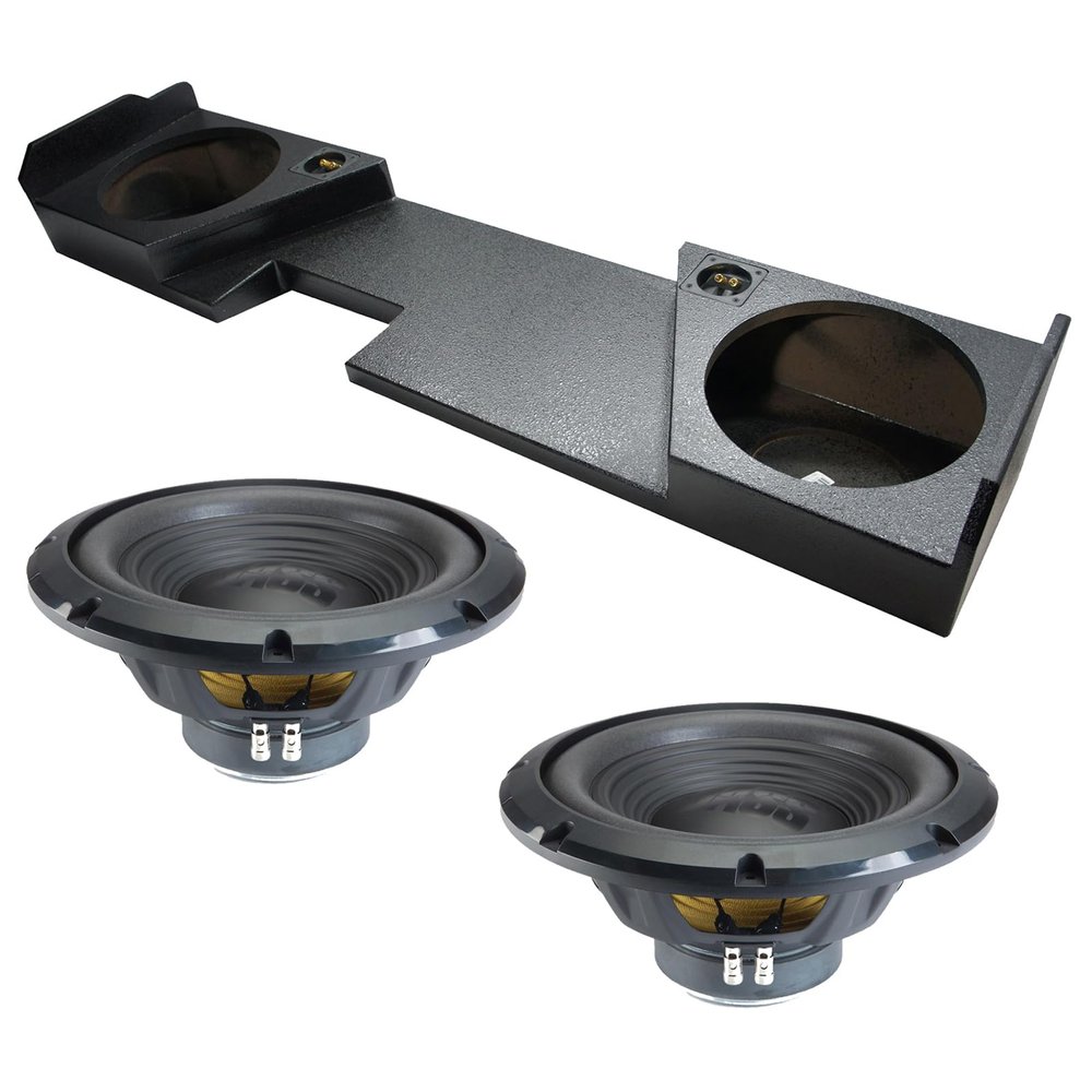 Alpine Compatible with 2014-2018 Chevy Silverado Double Cab Truck Sealed Dual 12" W12S4 Loaded Subwoofer Stereo Sub Box Enclosure Rhino Coated Car Audio Bundle 500W RMS 4 Ohm