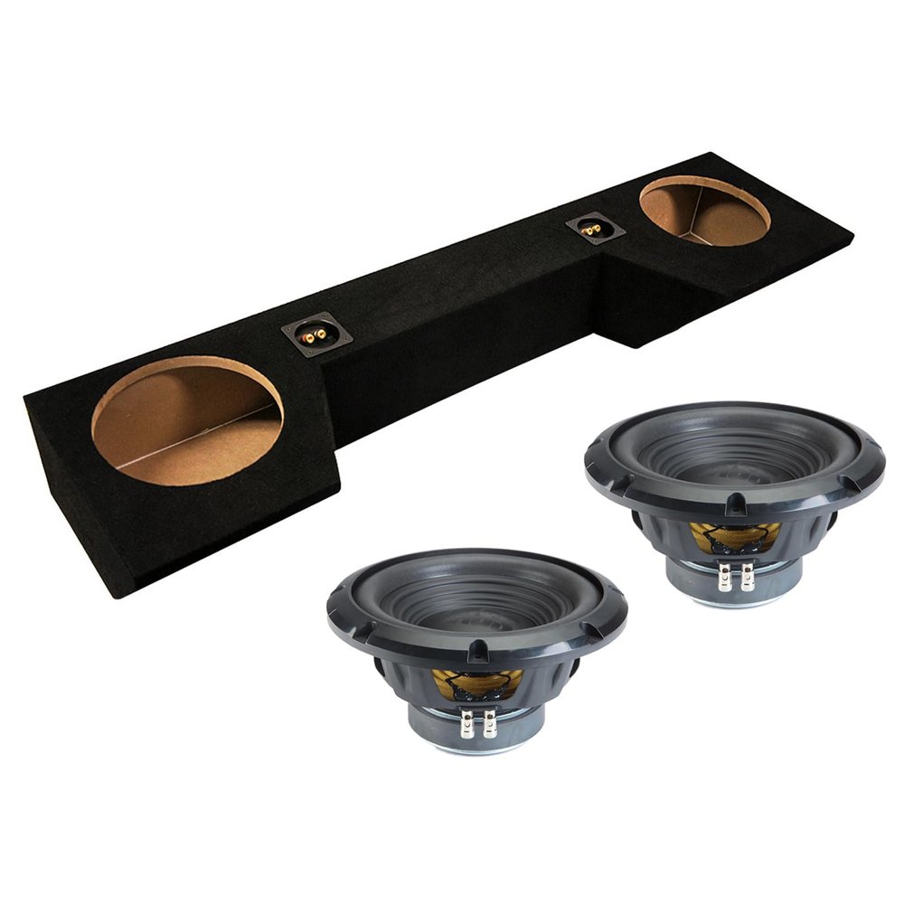 Alpine Compatible with 2019-2025 Dodge Ram Quad Cab Truck Sealed Dual 10" W10S4 Loaded Subwoofer Stereo Sub Box Enclosure Car Audio Bundle 500W RMS 4 Ohm