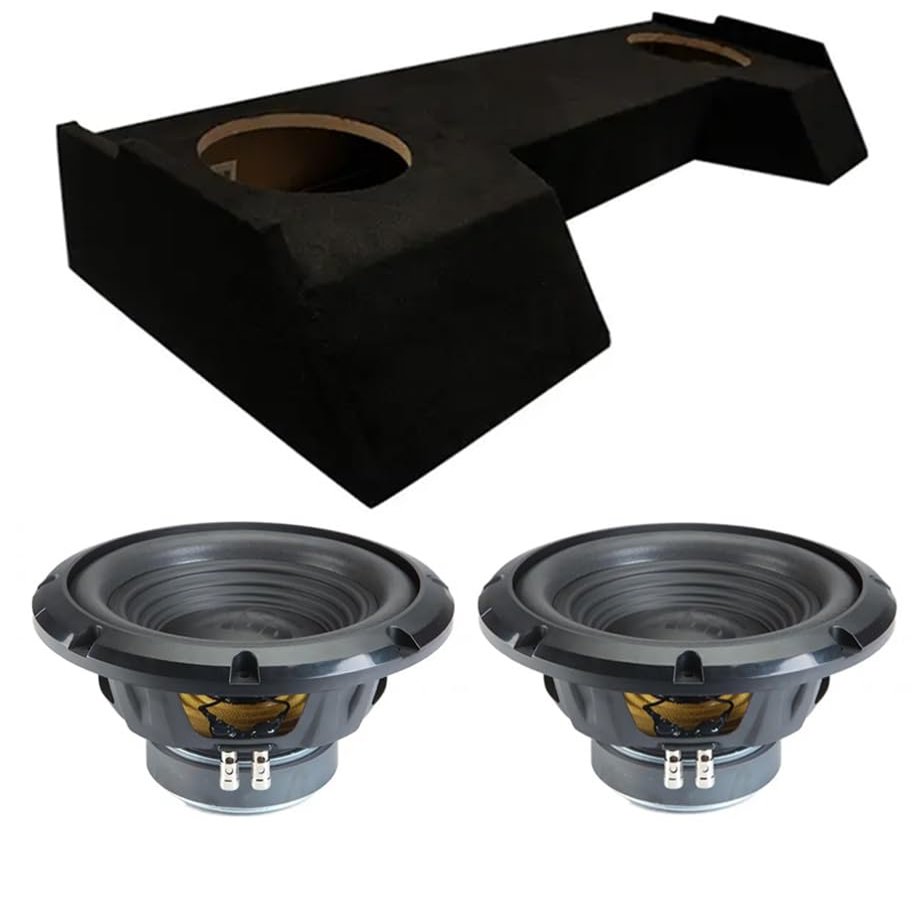 Alpine Compatible with 2019-2025 Dodge Ram Crew Cab Truck Sealed Dual Loaded Subwoofer Stereo Sub Box Enclosure Car Audio Bundle 500W RMS 4 Ohm