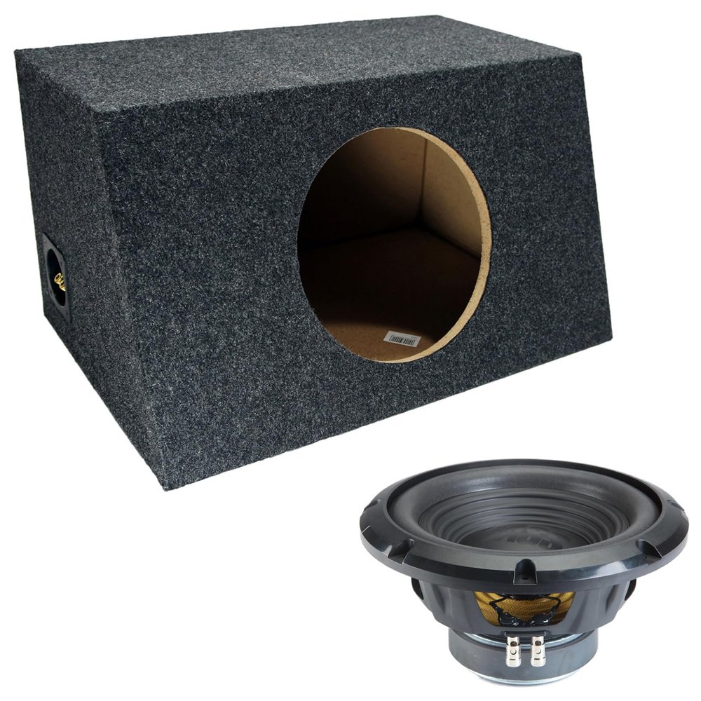 Alpine Slanted Hatchback Sealed Single W10S4 10" Loaded Subwoofer Stereo Sub Box Enclosure Car Audio Bundle 250W RMS 4 Ohm