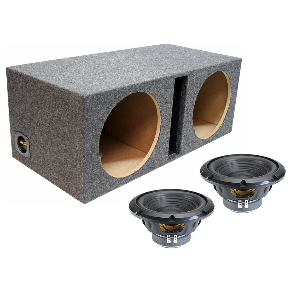 Alpine Universal Vented Dual 10" W10S4 Loaded Subwoofer Stereo Sub Box Enclosure Car Audio Bundle 500W RMS 4 Ohm