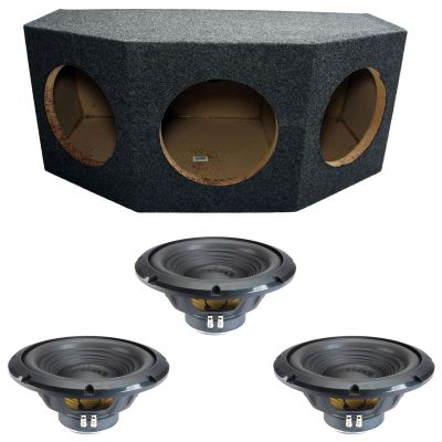 Alpine Rear Angle Sealed Triple 12" W12S4 Loaded Subwoofer Stereo Sub Box Enclosure Car Audio Bundle 750W RMS 4 Ohm