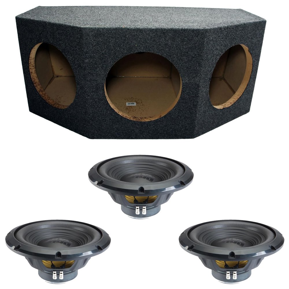 Alpine Rear Angle Sealed Triple 12" W12S4 Loaded Subwoofer Stereo Sub Box Enclosure Car Audio Bundle 750W RMS 4 Ohm